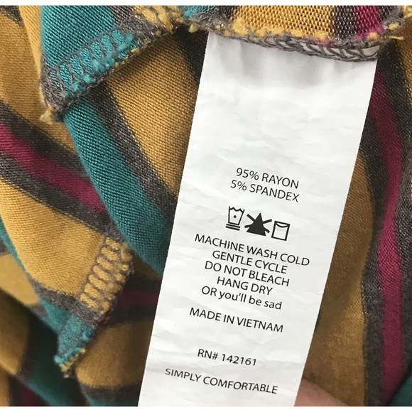 LuLaRoe Irma Small Green Orange Purple Striped - Picture 6 of 9